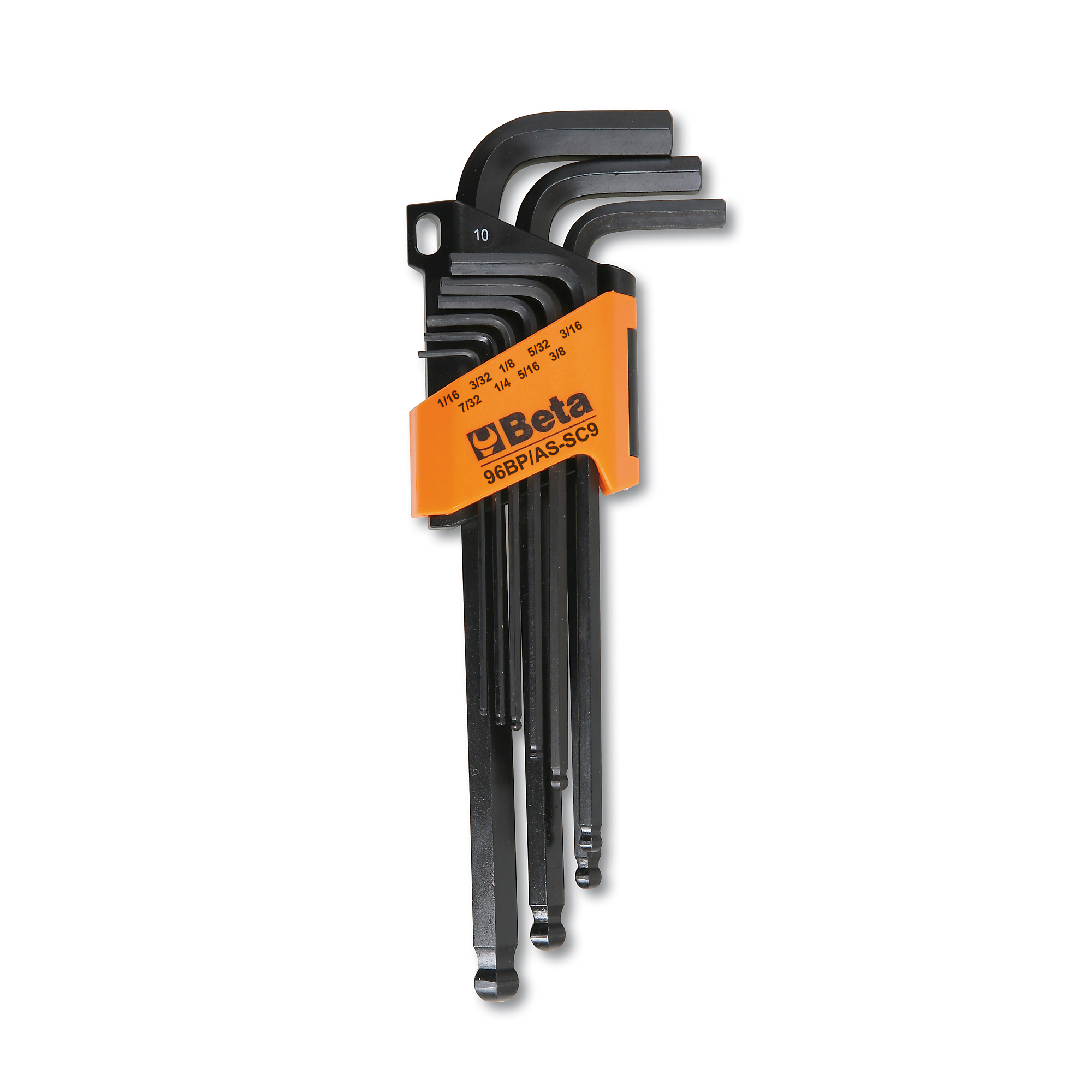 Beta, Ball End Hex Keys with Holder 1/16-3/8in., Pieces (qty.) 9 Model# 96BP-AS/SC9